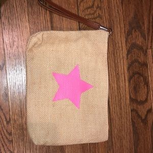 Adorable tan wristlet with pink star